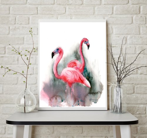 Pair of Flamingos by Olga Shefranov (Tchefranov)