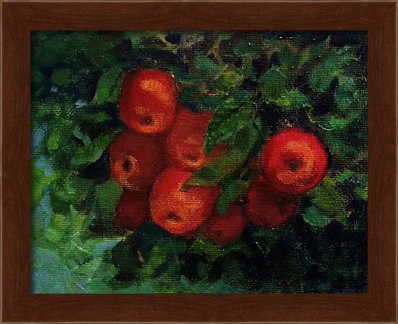 Miniature, branch of red apples