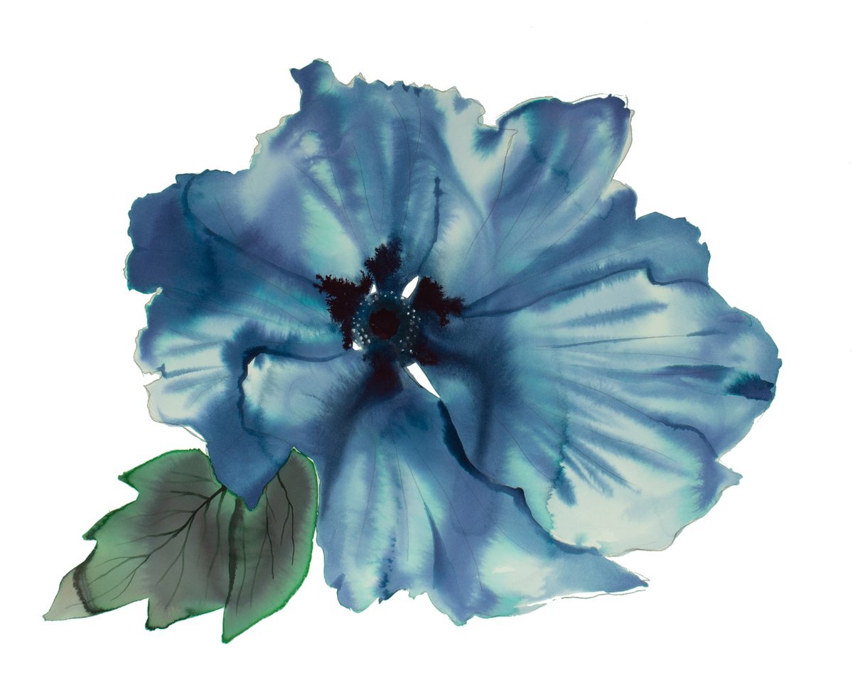 Expressive Botanical Watercolour By Elizabeth Becker, 20 X 16, Anemone No. 6, Original Artwork