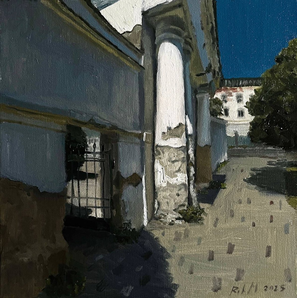 Impressionistic Landscape Oil Painting By Michael Rak, 14 X 14", Sobornosti Street, Original Artwork