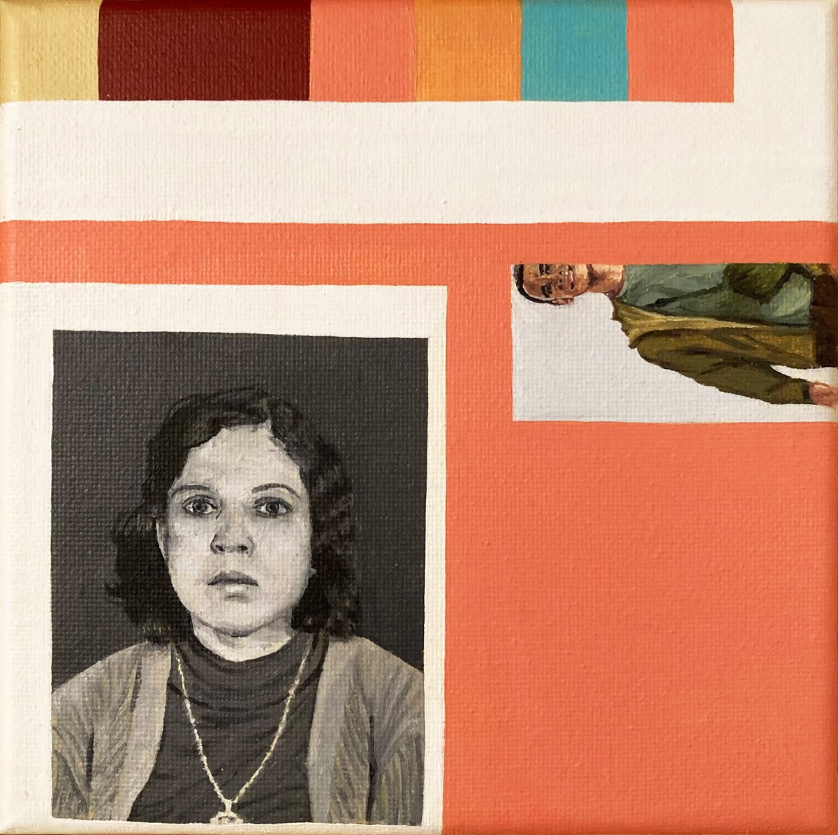 Urban And Pop Portrait Oil Painting By J R Root, 8 X 8, Images On The Internet Ii, Original Artwork