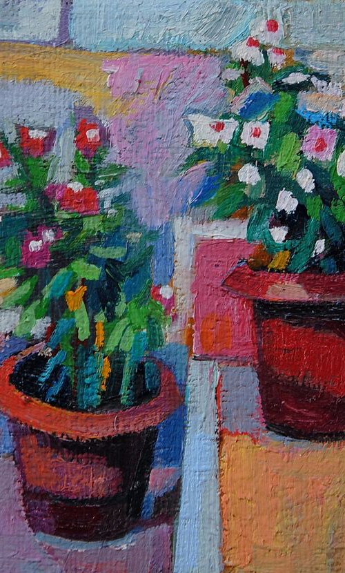 Stairs and Flowers / 16.2 x 11.2 x 0.3cm by Maja Đokić Mihajlović