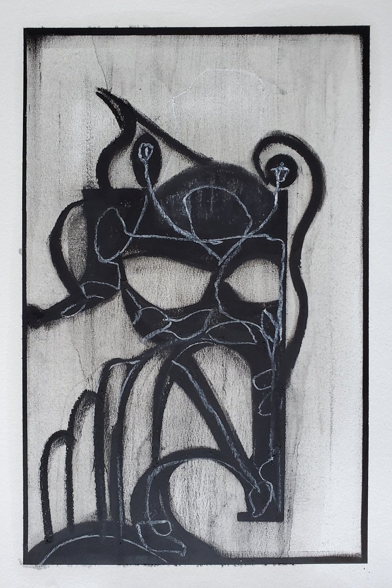 Expressive Abstract Charcoal Drawing By Shelton Walsmith, 10 X 16", For P.schaap, Original Artwork