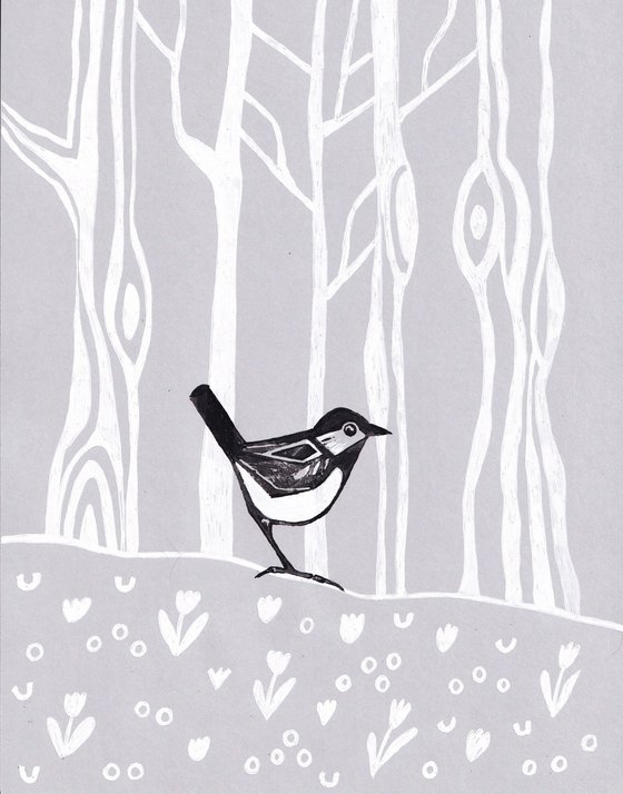 Chickadee bird in the wood