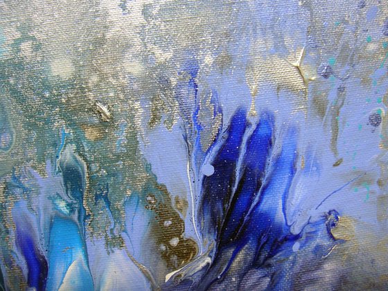 "Blue splashes" Small Painting 30 x 40 cm