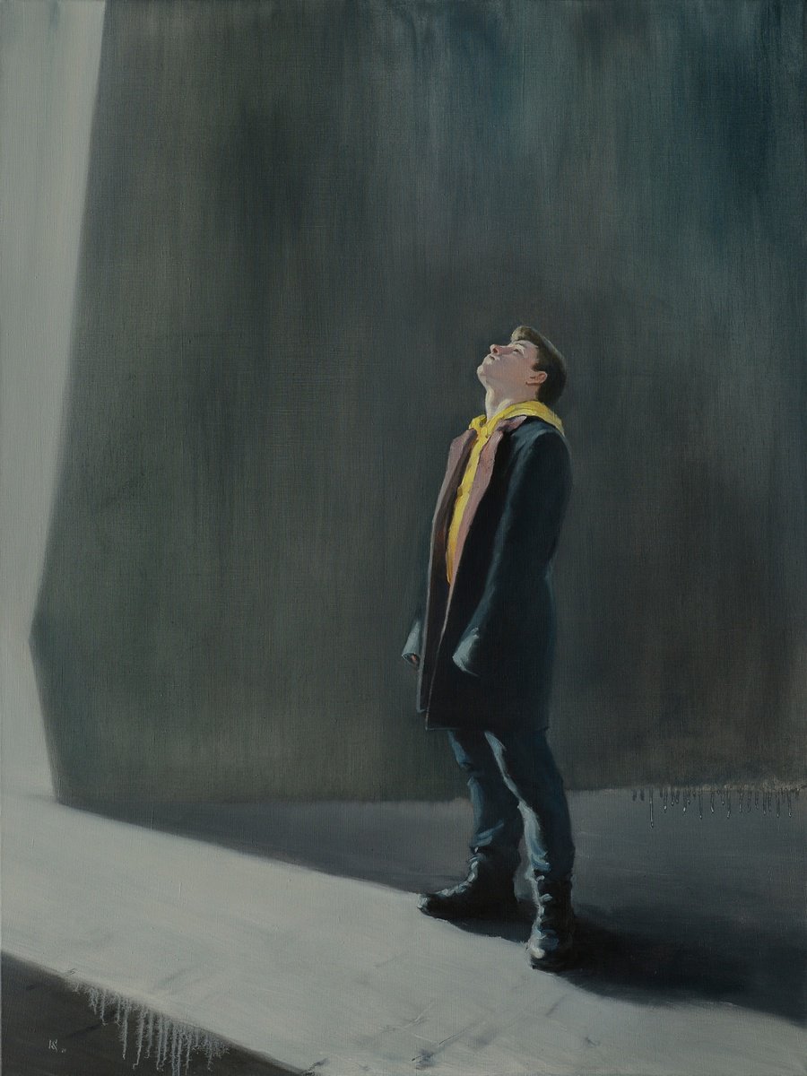 Impressionistic Portrait Oil Painting By Oleg Kateryniuk, 55 X 41", Look Up, Original Artwork