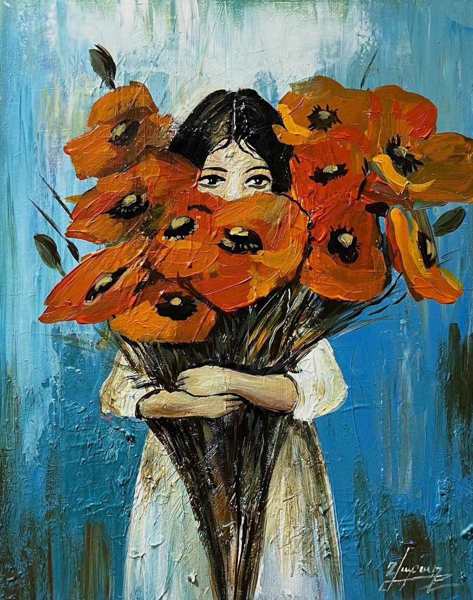 Hidden Behind Poppies By Vahe Bagumyan, 16 X 20, Artwork For Sale On Artfinder