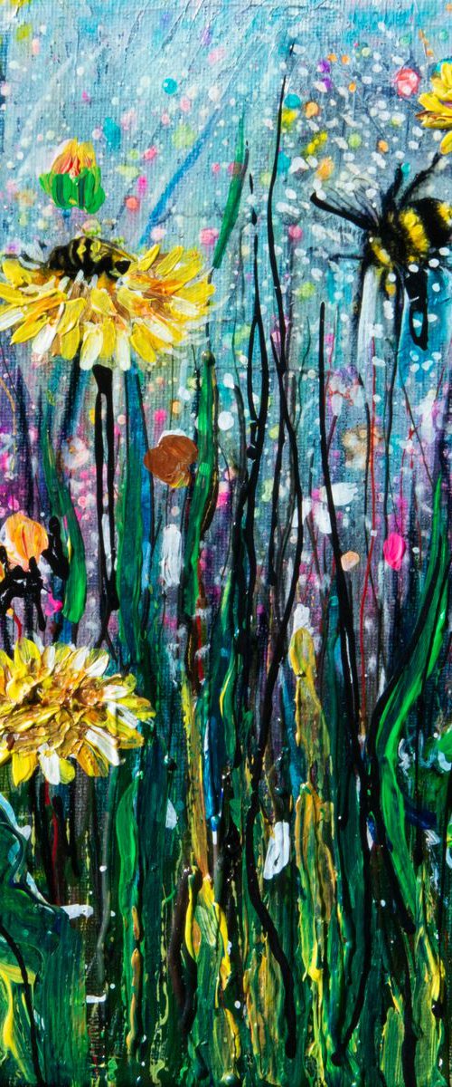 Summer Blooms 10"X10"X0.5" by Lena Owens at OLena Art