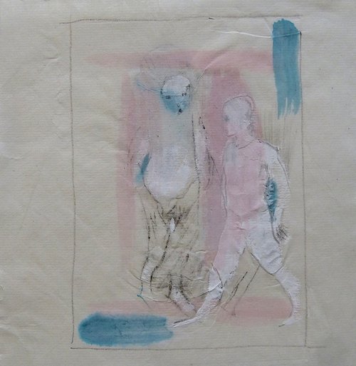 Just Passing By, on Chinese paper 16x16 cm by Frederic Belaubre