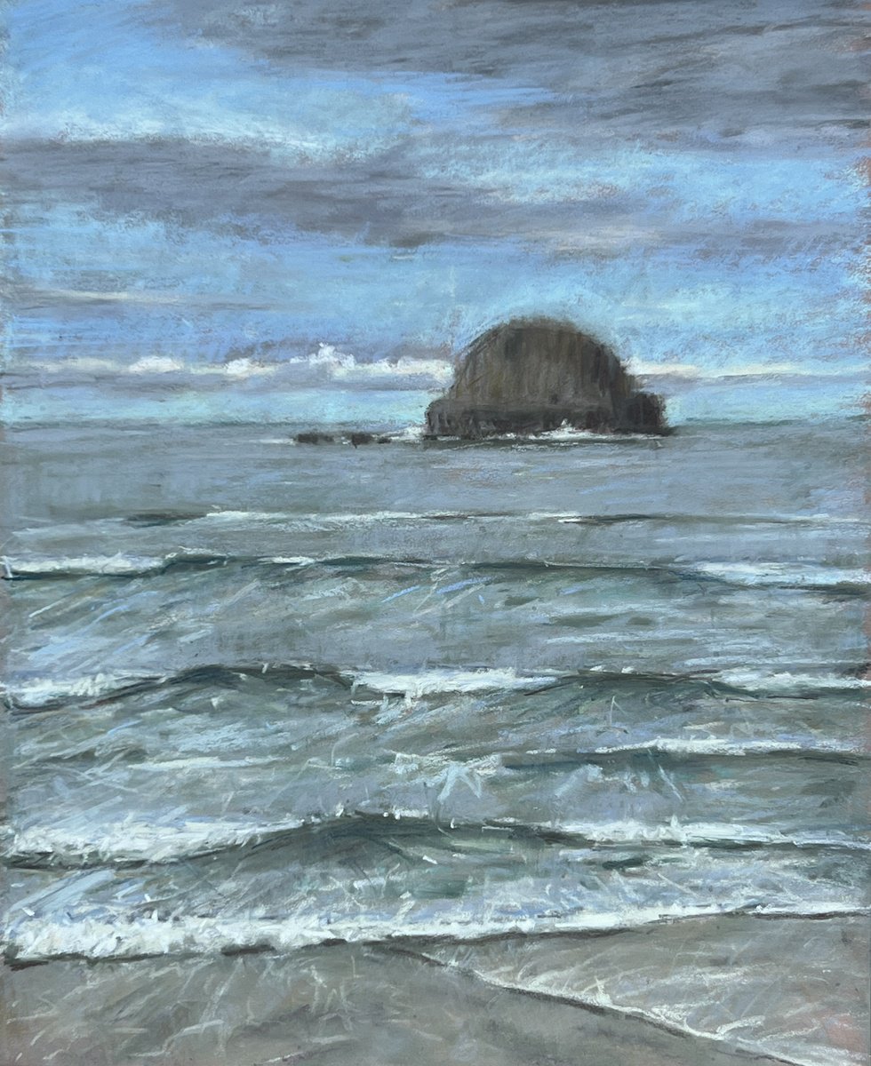 Impressionistic Landscape Pastel Drawing By Louise Gillard, 9 X 12", Racing Tide, Trebarwith Strand, Original Artwork