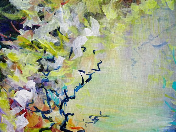WATER LILY POND REFLECTIONS II. Modern Impressionism inspired by Claude Monet Water-lilies