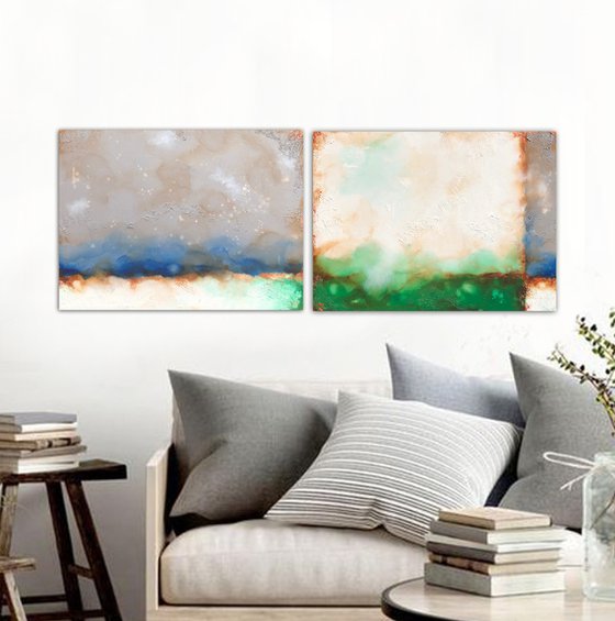 abstract patina (2 artworks 80 x 60 cm each) Dee Brown Artworks