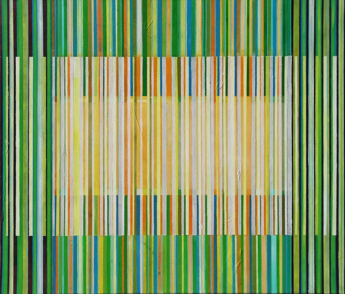 Geometric Abstract Acrylic Painting By Francisco Santos, 28 X 24, Lucretia 2, Original Artwork