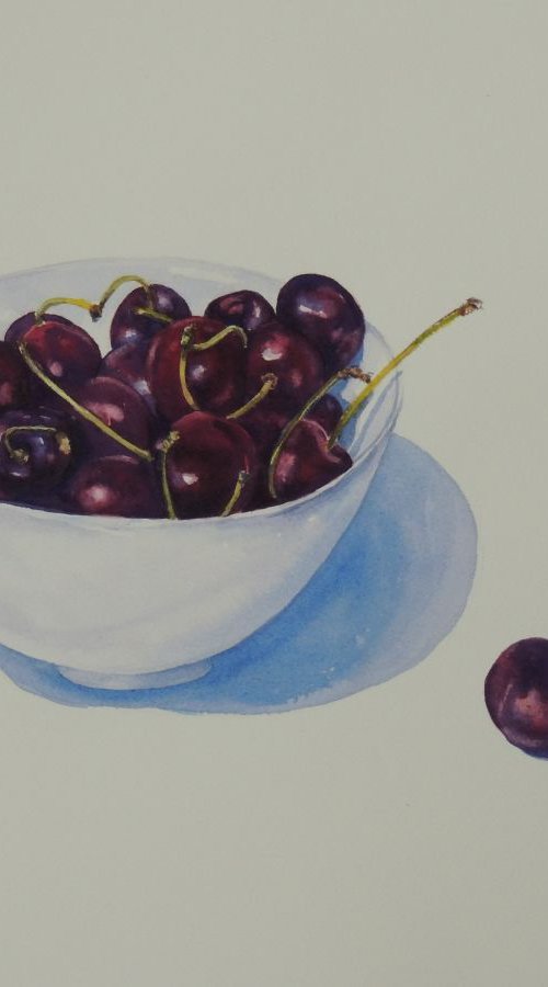Bowl of cherries by Krystyna Szczepanowski