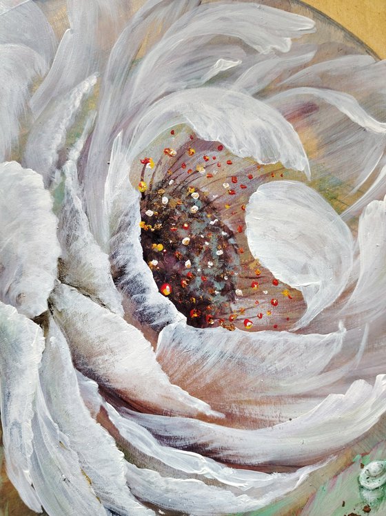 "Transparent Peony and Dewdrop" Original.