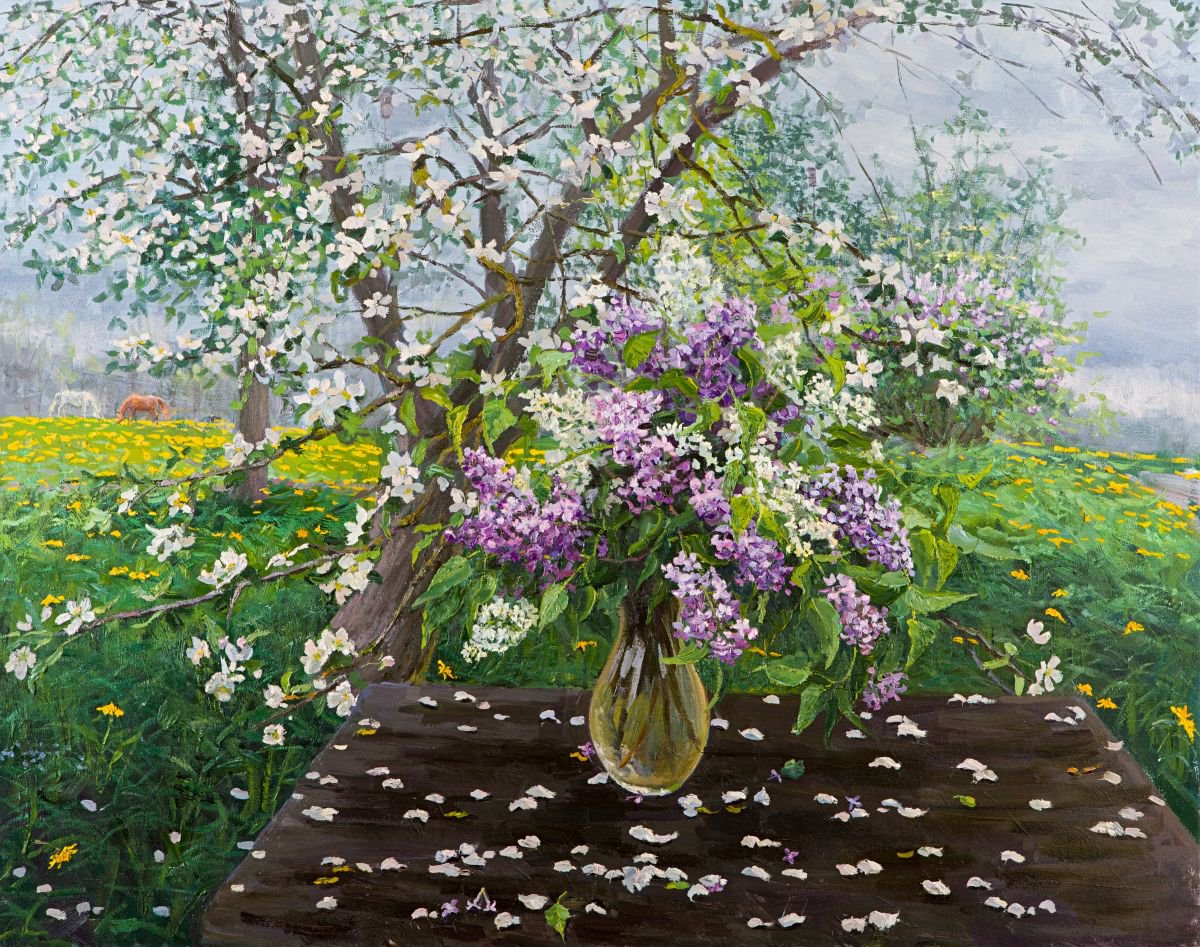 Still life with Lilacs by Elena Barkhatkova