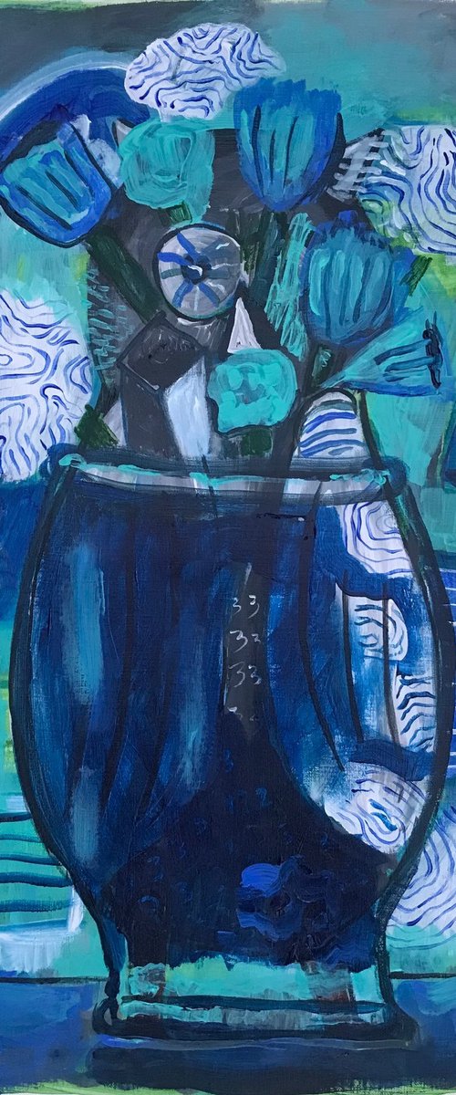 The Blue Flower Vase by Roberto Munguia Garcia