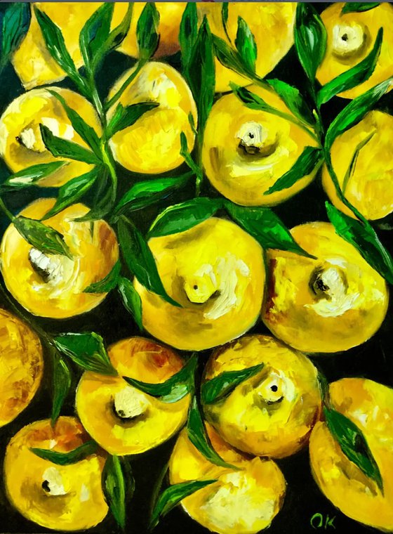 Lemons, oil painting