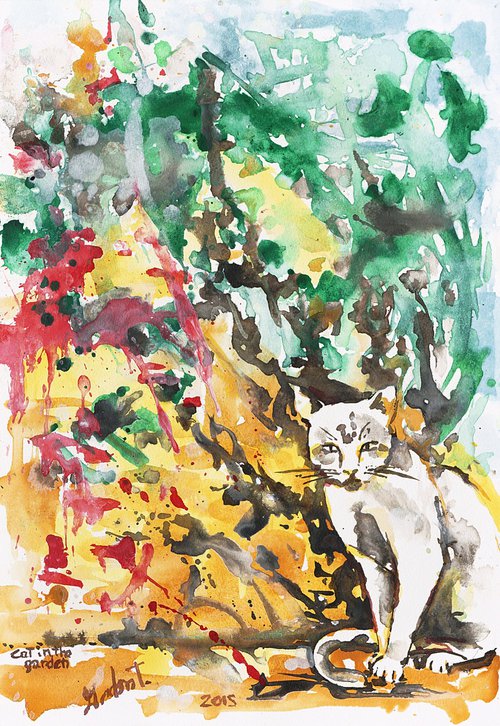 Cat in the garden by Gordon T.