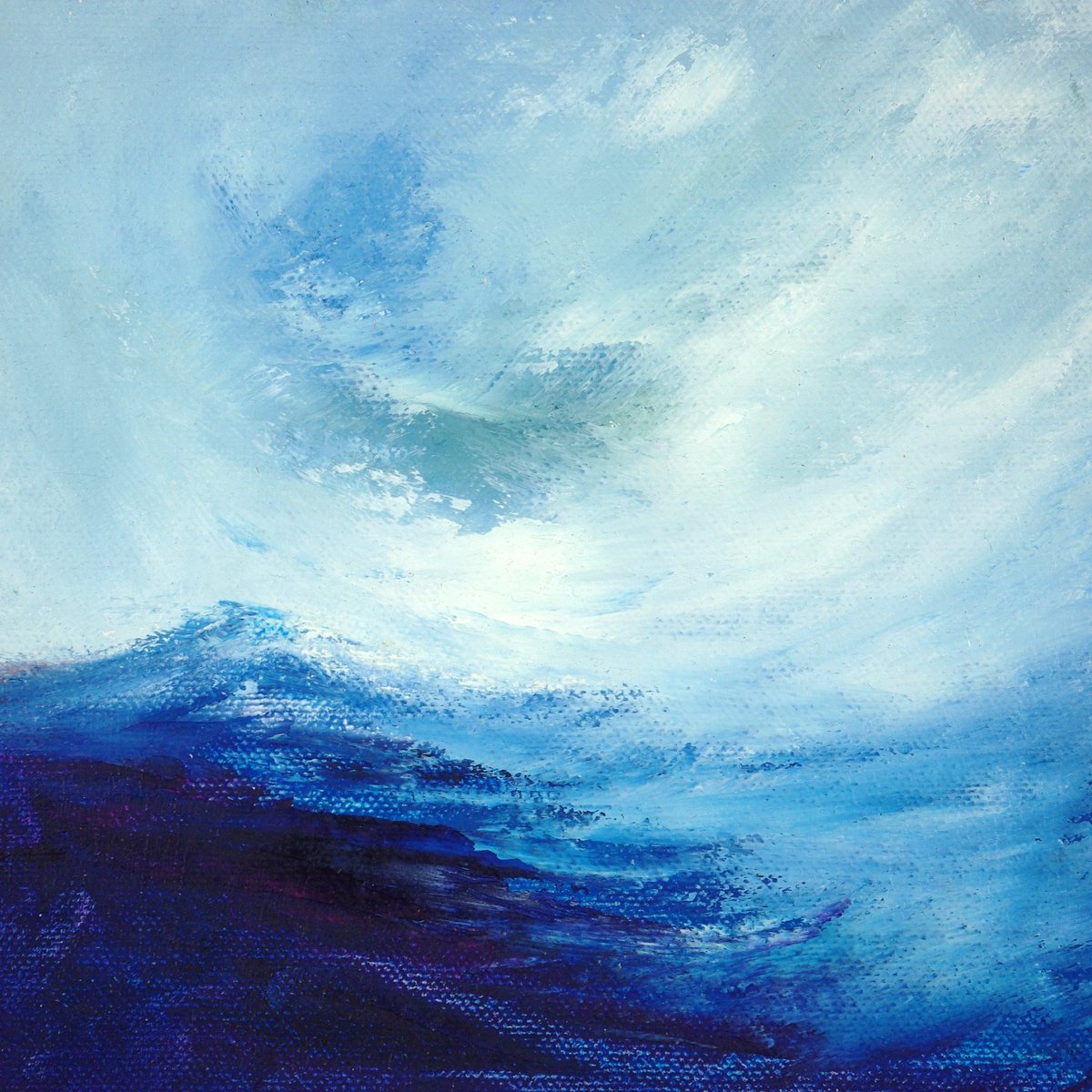 Impressionistic Landscape Acrylic Painting By Oconnart, 10 X 10", Turbulence, Original Artwork