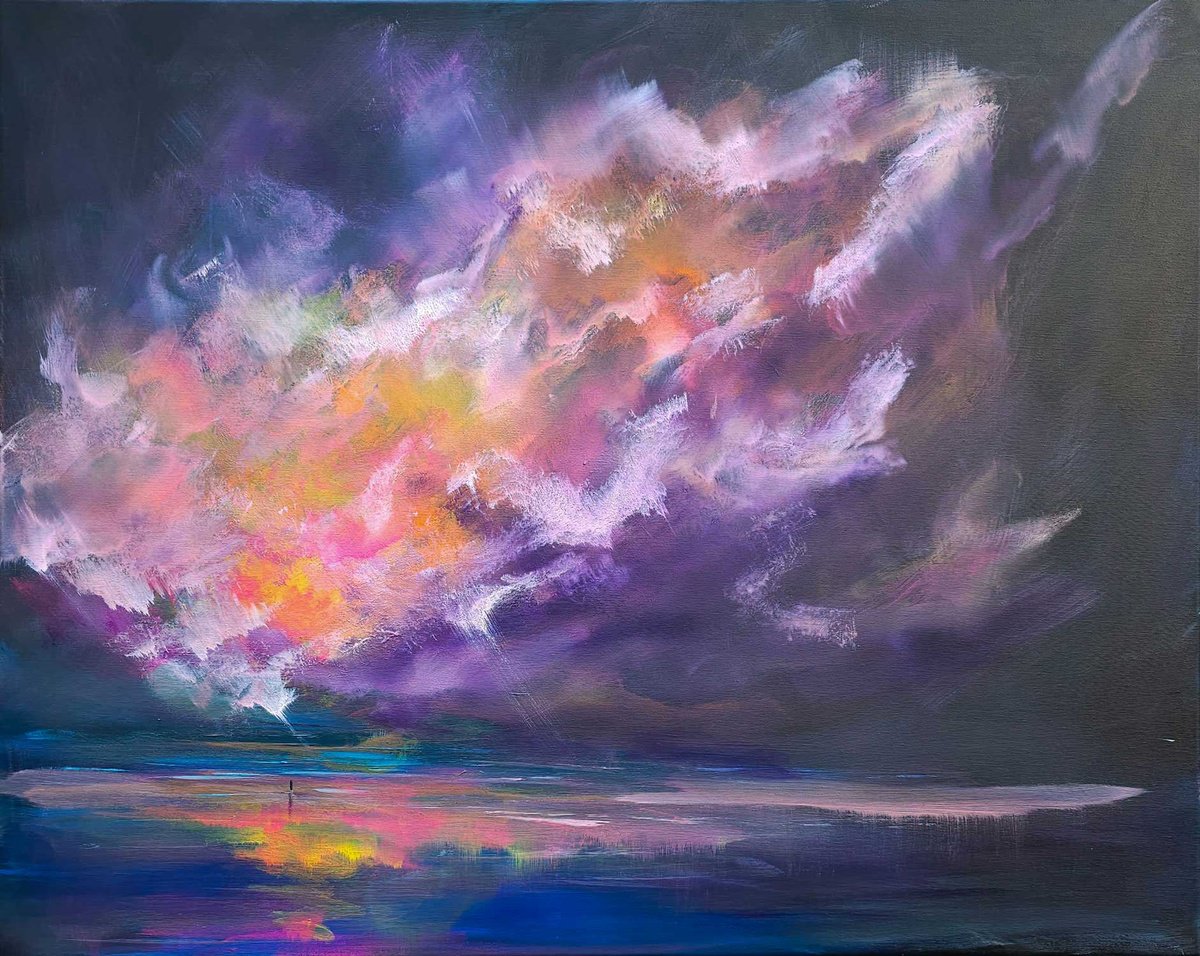 Expressive Landscape Acrylic Painting By Sophia Kuhn, 39 X 31", Dance Of Thoughts, Original Artwork