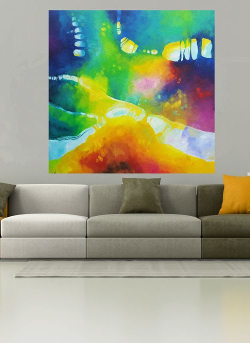 Acid jazz in September  (120x120cm, oil painting) by Simon Tünde