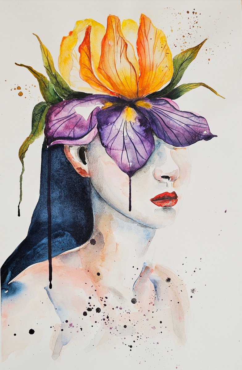 Surrealistic Portrait Watercolour By Evgenia Smirnova, 15 X 22, Fragility, Original Artwork