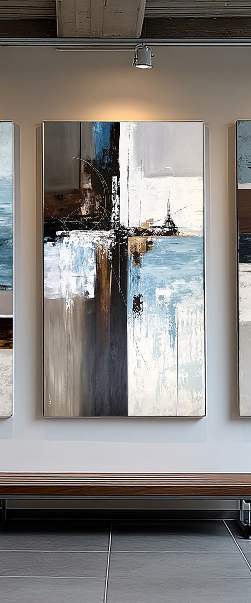 Tidal Axis Triptych 240x140 cm by Tatiana Malinovscaia