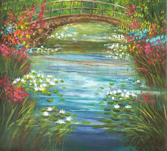 White lilies pond