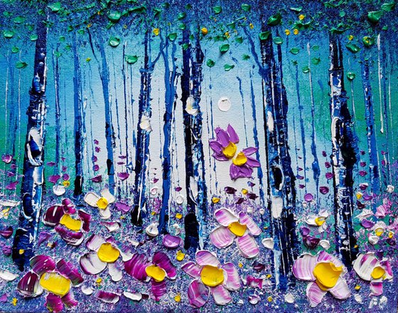 "Misty Woods & Violet Flowers in Love"