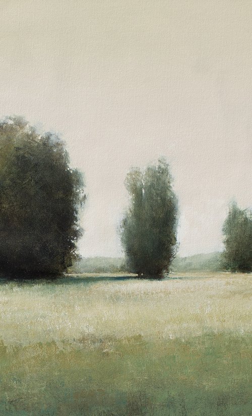 Afternoon Field 220403, Tonal landscape painting by Don Bishop