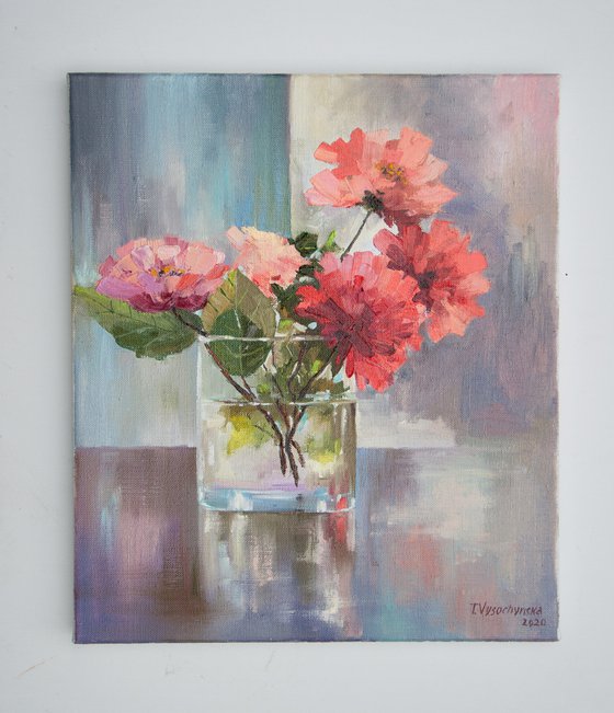 Flowers. Oil painting. Original Art. Floral still life. On canvas. 14 x 12in.
