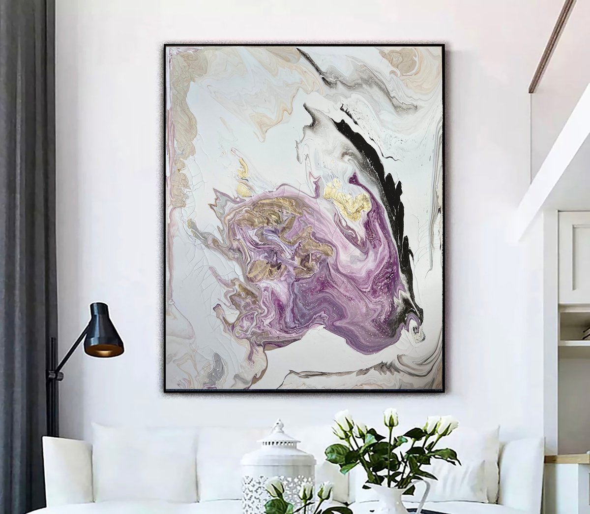 HAPPINESS IS WITHIN - Abstract Happy painting. Happy wall painting. by Marina Skromova