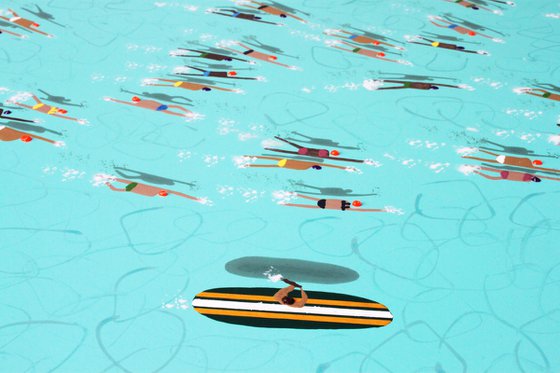 Swimmers 178 in Crater Lake Oregon turquoise water