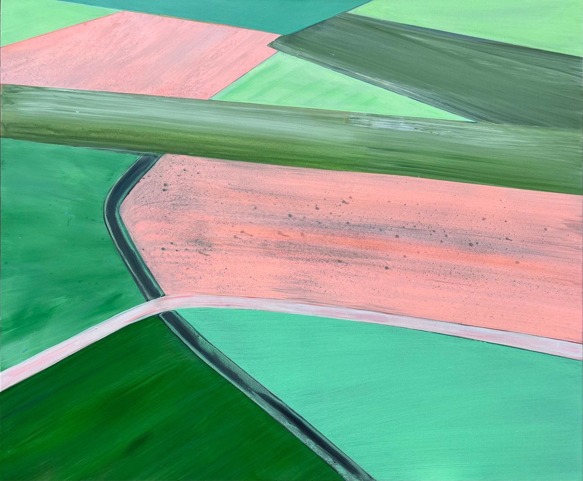 Organic Landscape Acrylic Painting By Katrin Roth, 49 X 41", Point Of View 2, Original Artwork