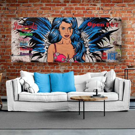 Angelic 210cm x 86cm Angel Urban Pop Art Recycled Timber Pallet