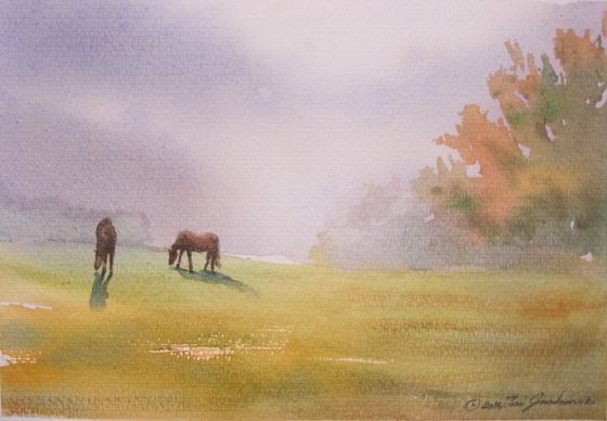 "Two horses crow in the haze days"