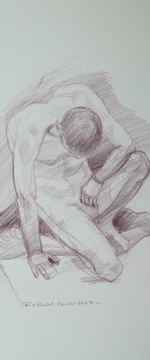 Crouching male nude by Rory O’Neill