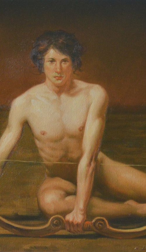 OIL PAINTING ART MALE NUDE  MEN  ARCHER#11-10-010 by Hongtao Huang