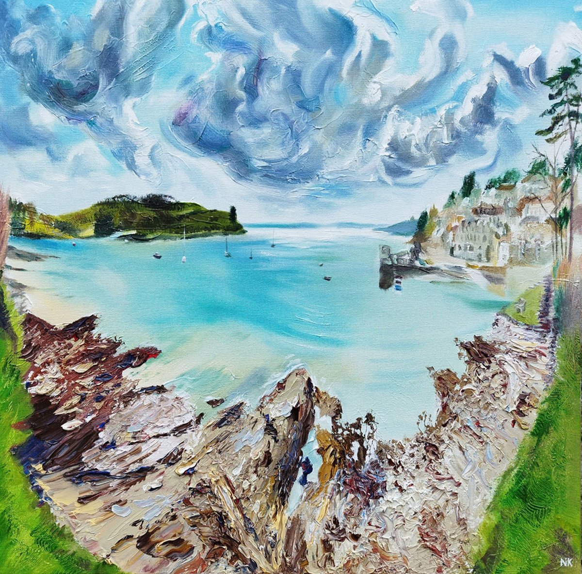 St Mawes Beach Ii By Nick Pike, 24 X 24, Artwork For Sale On Artfinder