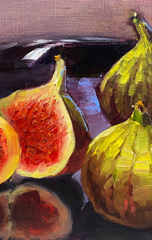 Figs on the black plate by Irina Sergeyeva