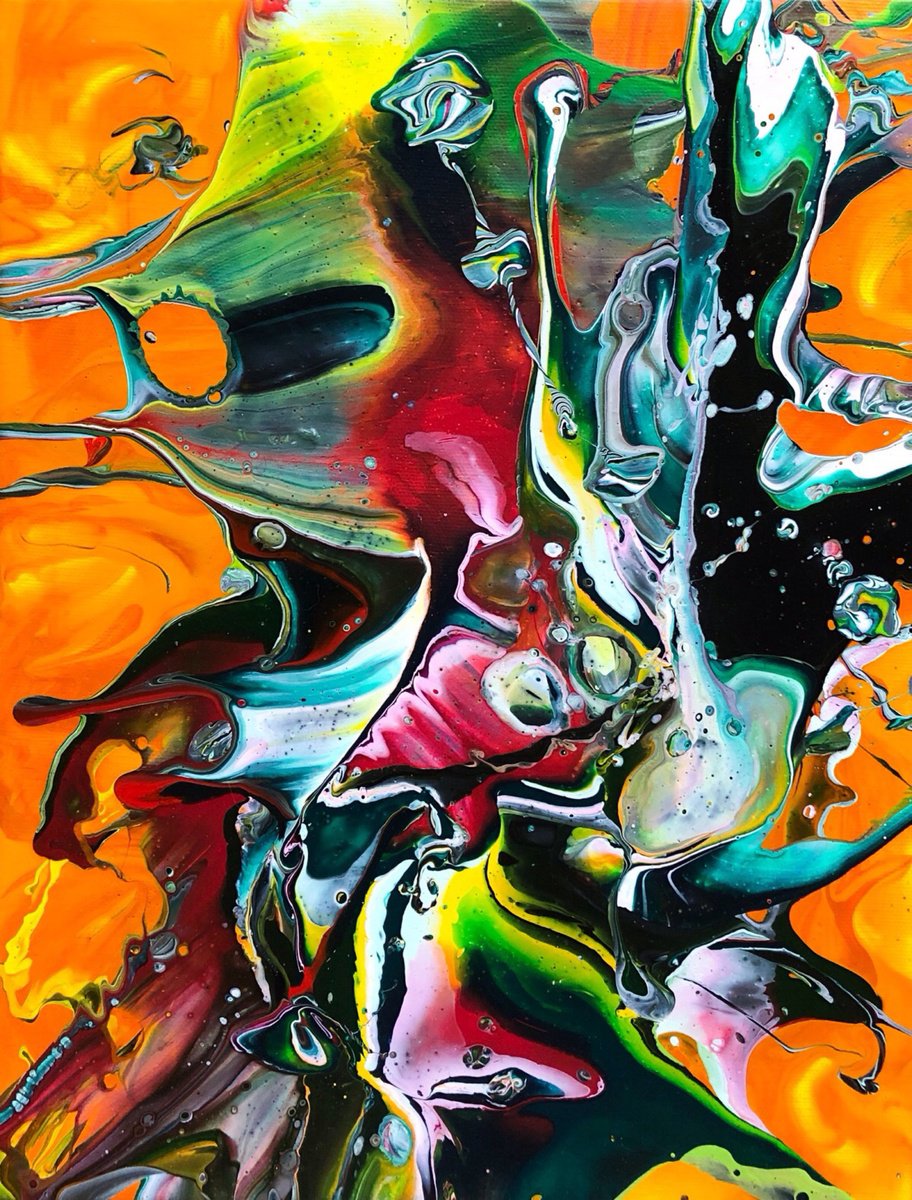 Abstract Acrylic Painting By Jean-Philippe Estebenet, 11 X 14, Contrees Sauvages En i?bullition, Original Artwork