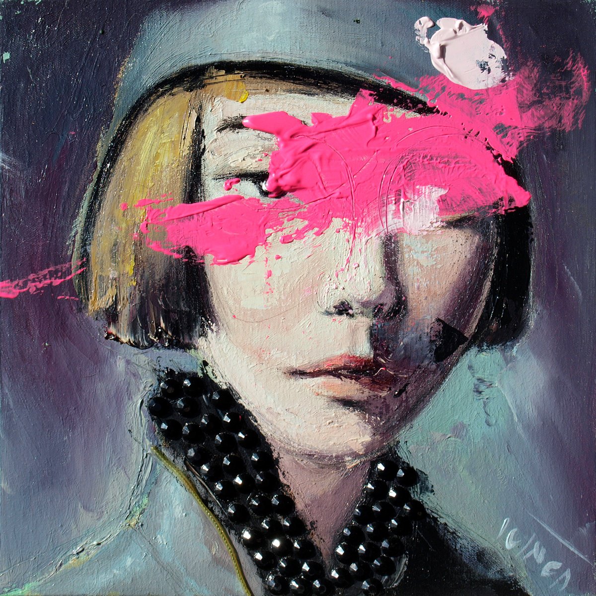 Impressionistic Portrait Oil Painting By Catalin Ilinca, 12 X 12, The Korean Girl (L