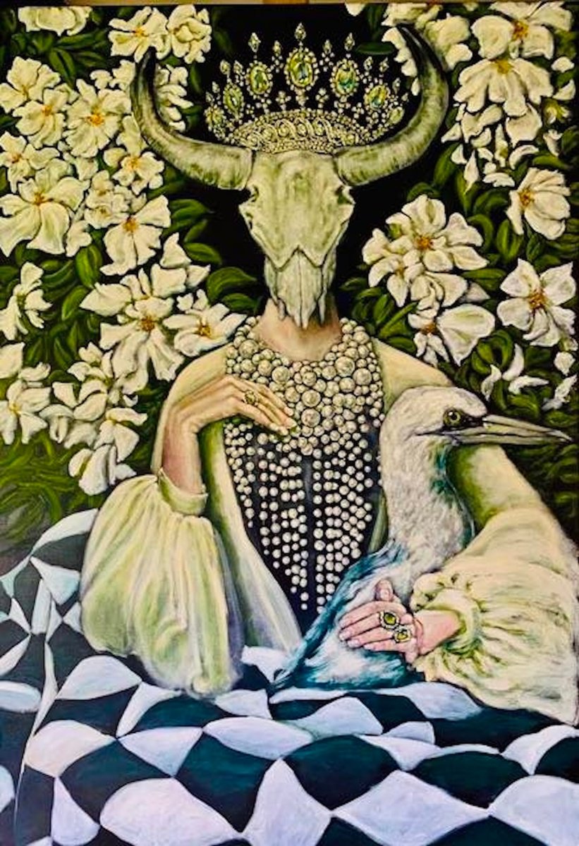 Surrealistic Acrylic Painting , The Scent Of Jasmine By Kasia Januszkiewicz, 31 X 47, Artwork For Sale On Artfinder