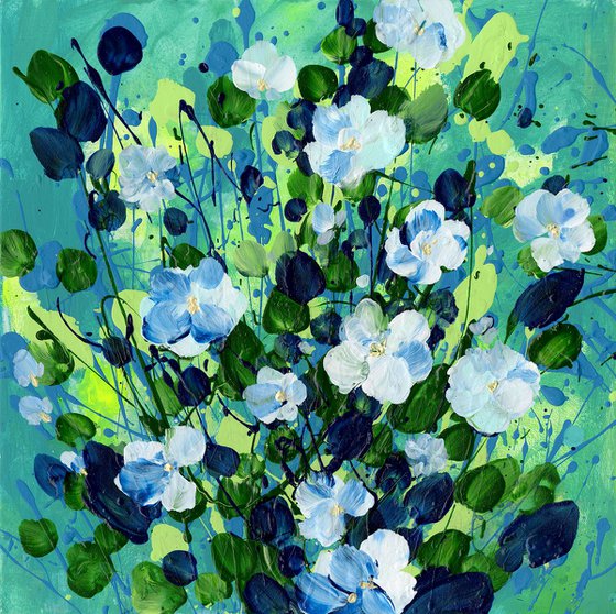 Sweet Wonder 2 -  Abstract Meadow Flower Painting  by Kathy Morton Stanion