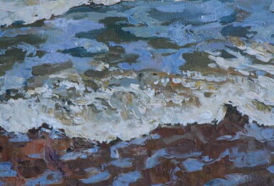 Triptych " Blåvand" Waves of the Northsea .