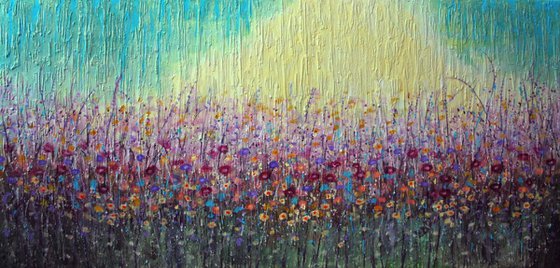 Abstract flowers 55x28 inches