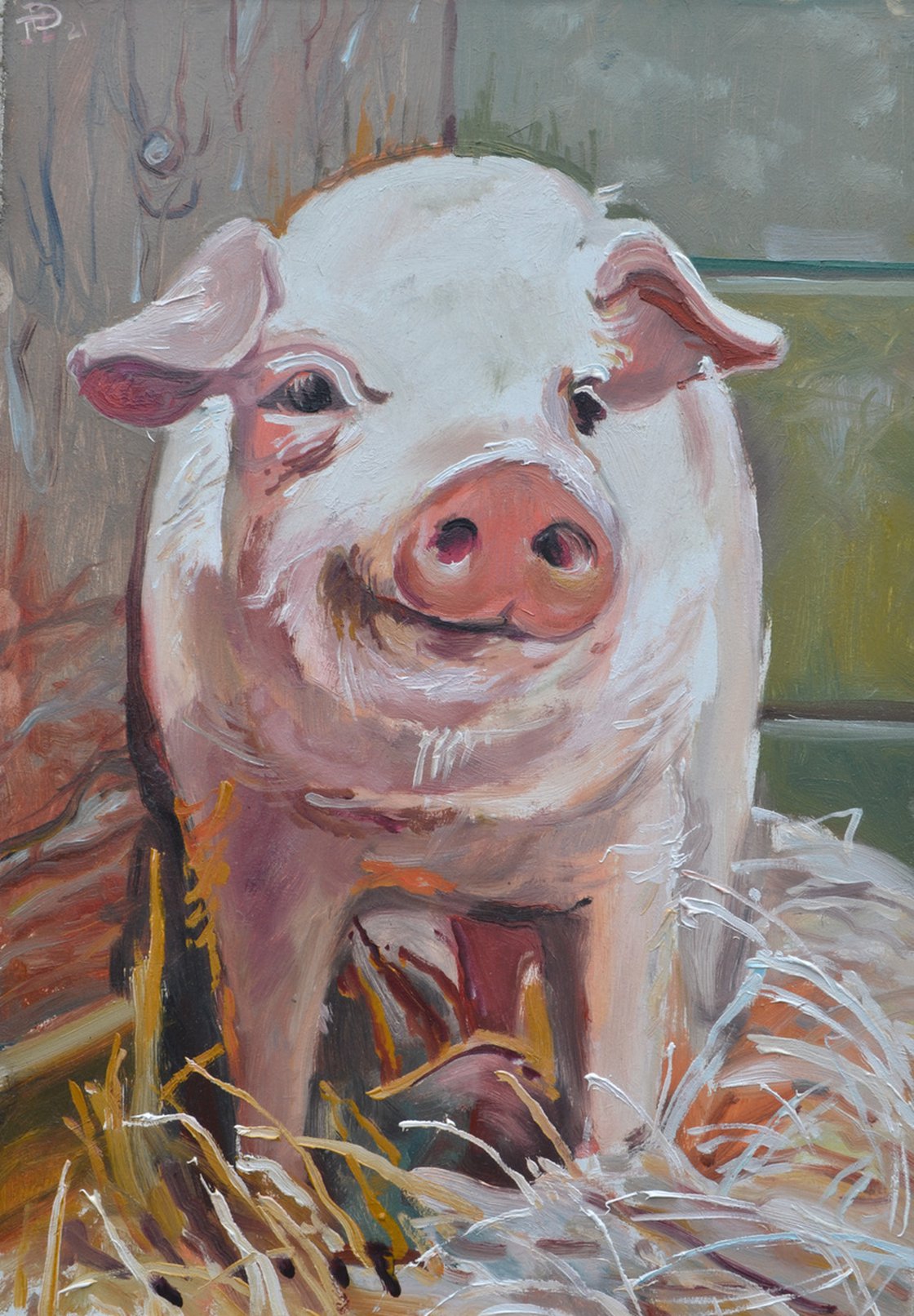 Funny pig Oil painting by Vitalii Panasiuk | Artfinder