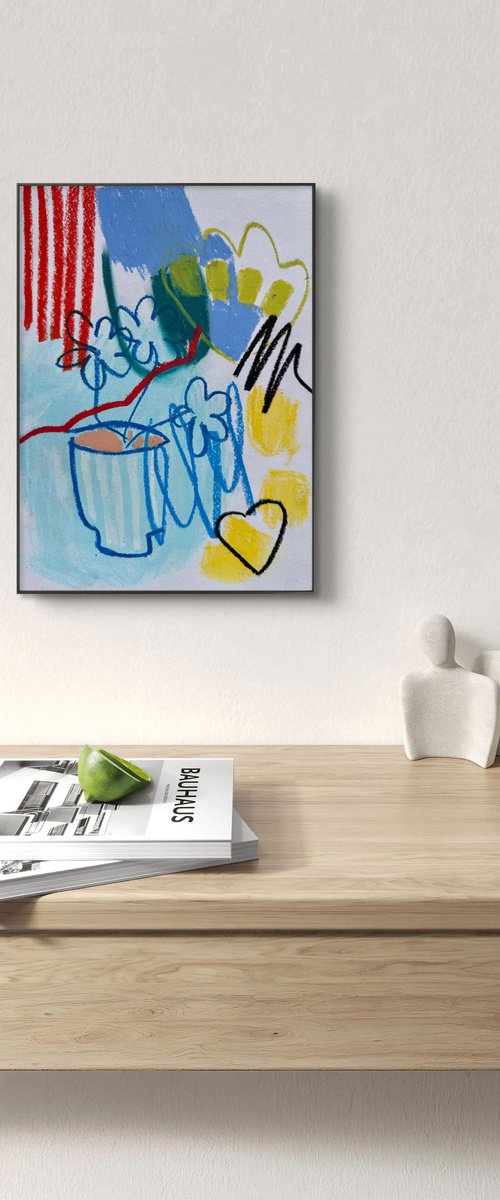 Flowers in Blue Vase by Sasha Robinson