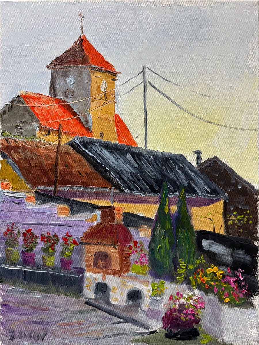 Church Tower In Balesmes-Sur-Marne By Dmitry Fedorov, 12 X 16, Artwork For Sale On Artfinder